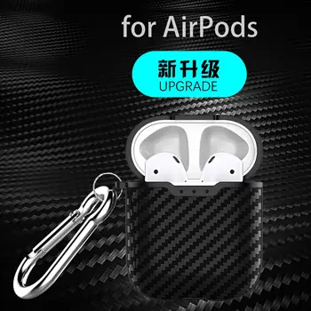 luxus Szénszálas Vezeték nélküli Bluetooth Fejhallgató esetében az Apple AirPods Fülhallgató szilikon borító Protection box Kulcstartó Csat capa