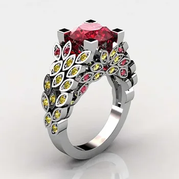 Elegáns Női Alufelni Virág Drágakő Gyűrű Nagy Luxus Gyémánt Dekoráció Alkalmi Eljegyzés, Lakodalom Bevonatú Gyűrű Ékszer