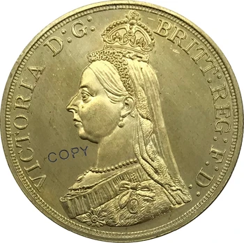 1887-ben Egyesült Királyság 1 Crown Victoria 2. portré arany érme Gyűjtők Réz Érme Másolata