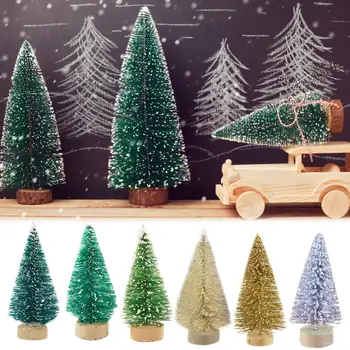 12db/set Mini karácsonyfa a 3,5-6,5 cm Szizál Selyem Cédrus Dekoráció Kis karácsonyfa Arany, Ezüst, Kék, Zöld, Fehér Mini Fa