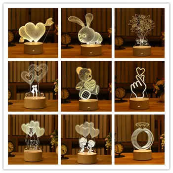 2022 Valentin-Napi Ajándék, Születésnapi Anniversaire Ajándék USB 3D Szerelem Akril Led-es Éjszakai Fény Húsvét Esküvői Dekoráció Éjszakai Fény