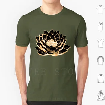 Golden Lotus Póló, Férfi Pamut 6xl Arany Lótusz Virág Gyönyörű Nyugalom Tavirózsa Lily Kavarog Ragyogás Elég Mandala