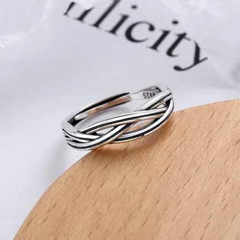 Állítható S925 Sterling Ezüst Évfordulós Gyűrű a Nők Criss Cross Esküvői Zenekar Mindennapi Ékszer Ajándék A Dropshipping