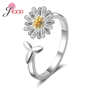 Virág Minta Ujj Gyűrű A Nők Valódi 925 Sterling Ezüst Gyűrű, Ékszerek, Divat CZ Bijoux koreai Stílus Design