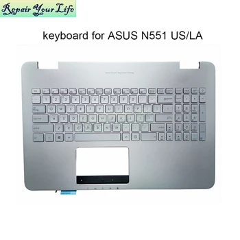N551 angol MINKET Latin laptop palmrest Billentyűzet háttérvilágítással ASUS N551J N551JB JK N551VW JX háttérvilágítással Billentyűzet ezüst NSK-UPPBC