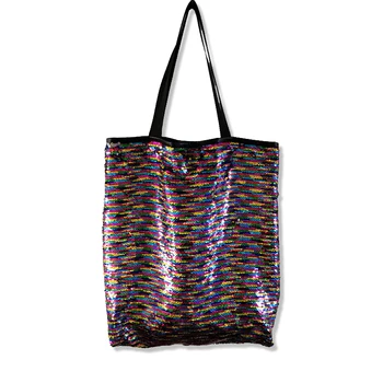 Reverzibilis Flitterekkel Bevásárló táska, egyedi Ezüst Glitter Váll Táska Ins Kétoldalas Flitterekkel Női Táskák Este Táska