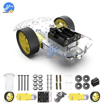 Motor Intelligens Robot Autó Futómű Készlet Sebesség Jeladó Akkumulátor Doboz 2WD 1:48 Motor Vezető Diy Készlet Arduino Robot