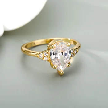 Rozsdamentes Acél Vízcsepp Gyűrűk Nők Csillogó Drágakő Esküvői Pár Gyűrű 2021 Trend Esztétikai Ékszer Ajándék Bague Femme