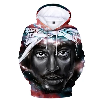 Hip-Hop 2pac 3d Kapucnis Pulóver Férfi Őszi Téli Pullovers Nyomtatás Rapper Tupac kapucnis felső Streetwear Felsők Férfi Kapucnis Pulcsik