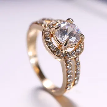 női arany Gyűrű Menyasszony esküvői Kristály Gyűrű, Eljegyzési Gyűrű Lány
