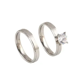Rozsdamentes Acél Ezüst Színű Vintage Esküvői Gyűrűk Pár Szilárd Szerető Eljegyzési Gyűrű Ékszer