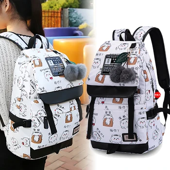 A lány hátizsákok divat Laptop USB port iskola táska vízálló nylon utazási hátizsák mochila femenina escolar