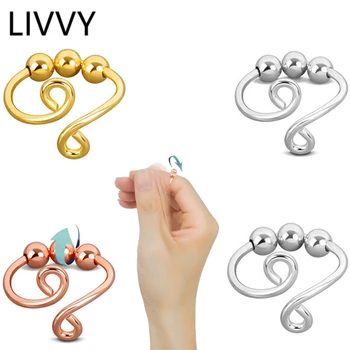 LIVVY Csökkenti a Nyomást, Forgatható Gyöngyök Gyűrű Női Divat Forró Finomítása Temperamentum Ékszerek, Kiegészítők Gyűrűk