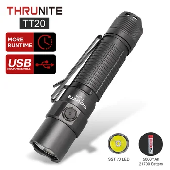 ThruNite TT20 Szürke Taktikai Kettős Kapcsoló Lámpa 5000mAh 21700 Akkumulátor USB-C az Újratölthető 2526 Magas Lumen Lámpa Eredeti