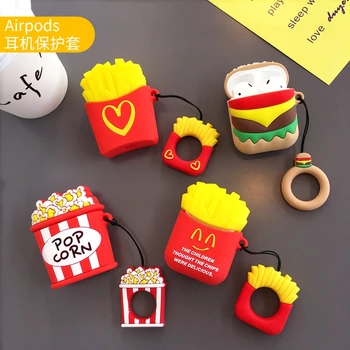 FORRÓ Édes Étel, Hambi, Hamburger Popcorn Szilikon Vezeték nélküli Fülhallgató Töltése az esetben az Apple AirPods 1 2 a Bluetooth Headset