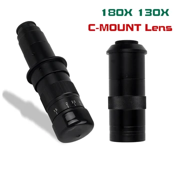 180X 130X C-MOUNT Ipar Videó Mikroszkóp Kamera Objektív Többszörösei Állítható Fókusz A HDMI-VGA Kamera