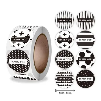500pcs Fekete & Fehér Köszönöm Matricák 8 Különböző Design Öntapadó Matrica Címkék Kis Vállalkozás, Esküvői,Ajándék, dekoráció