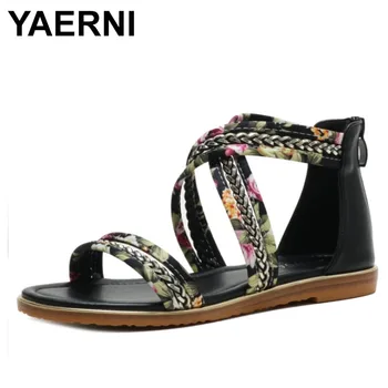 YAERNIWomen szandál 2021 új nyári tervező alkalmi divat Nyílt Lapos Toe cipzár nyári cipő női Strand cipő Női cipő