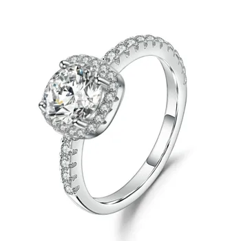 GEM BALETT Párna Halo Moissanite Eljegyzési Gyűrűt a Nők 2.0 Ct 8 mm-es EF szín 925 Sterling Ezüst Elegáns, Finom Ékszerek