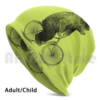 A Medvék Kerékpárok ( Lime Opció ) Sapkák Pulóver Sapka Kényelmes Medve Bicycle Vintage Lime Zöld Keménykalapos Aranyos