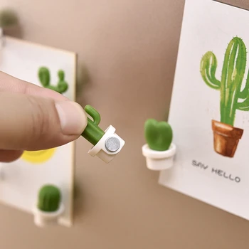 6db/Csomag 3D Mini Aranyos Kaktusz Növény Hűtő Mágnes Gombot Szukkulens Növény, Hűtőszekrény Matricák üzenőfal Konyha Dekor Eszközök