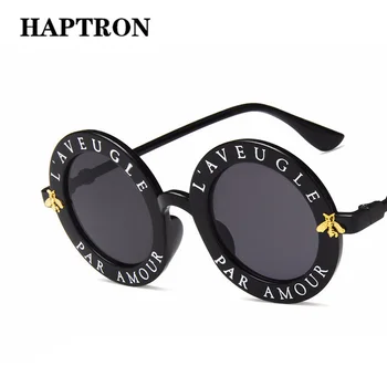 HAPTRON Retro levelet Kerek Napszemüveg Férfiak Nők Márka Fekete-Fehér Árnyalatok napszemüvegek UV400 oculos Átlátszó rózsaszín szemüveg