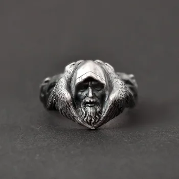 Skandináv Mitológia Odin Holló Gyűrűk Férfi Viking Farkas Rozsdamentes Acél Gyűrű Skandináv Amulett Ékszer Nagykereskedelem