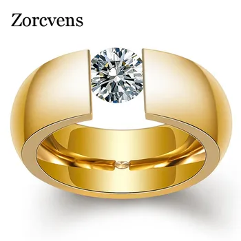 LETAPI Új Divat, Arany, Ezüst Színű Gyűrű Stainelss Acél Tiszta Kristály Ujját Ékszer Gyűrű Nők Esküvői Gyűrű