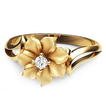 Gyönyörű Divat 18k Arany Napraforgó Hölgyek Gyémánt Fél Gyűrű