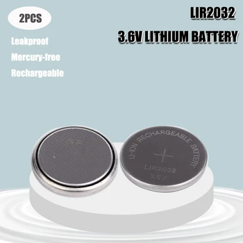 2DB Újratölthető Akkumulátor LIR2032 3.6 V Lithium Gomb Elem gombelem Nézni Sejtek LIR 2032 Helyettesíti CR2032/ML2032