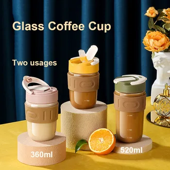 Víz Üveg Szalmával 520ml 360ml Pohár Kávét, mint egy Anti-Forró Szilikon Gyűrű BPA Mentes szivárgásmentes Utazási Bögre Tea