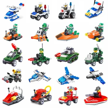 Tűzvédelmi építőkövei Mini Rendőrség Hajó Verseny Kompatibilis Legoing Város Felvilágosítani Tégla Játékok Gyerekeknek Helikopter