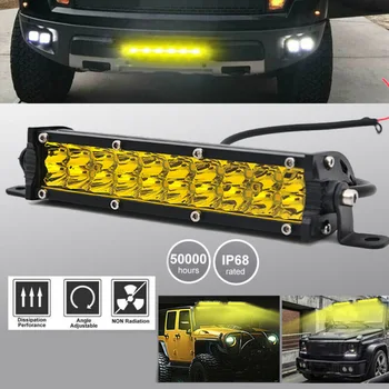Sárga Munka Fény 4WD Autó DC 9-32V Távolsági fényszóró Ködlámpa Magas minőségű IP68 LED LED bar a jeep teherautó hajó, busz floodlight
