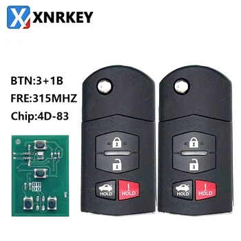 XNRKEY 3+1 Gombot, Flip Távoli Kulcs 4D83 Chip 315Mhz FCC: BGBX1T478SKE125-01 Mazda 2 5 2011-2015 CX-7 CX-9 2006-2013 Autó Kulcs
