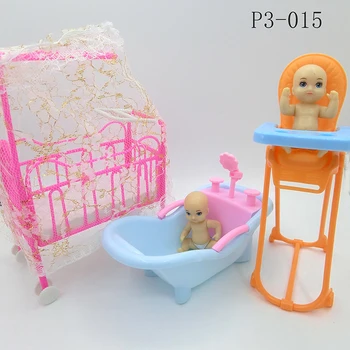 2020Latest Divat Barbie Hercegnő Baba Kiegészítők Asztal + Ágy + Wc + Kis Baba Műanyag Gyermek Puzzle Interaktív Hogy