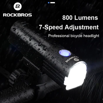 ROCKBROS Kerékpár Világítás Éjszakai Lovaglás USB Újratölthető Vakító 800 Lumen 7 Módok Zseblámpa Vízálló Út Biciklizés Berendezések