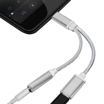 Hordozható, Kiváló Minőségű 2 az 1-ben Típus-C-3.5 mm Jack Fejhallgató Töltő Audio Kábel Adapter Átalakító Telefon Elektronikus Kiegészítők