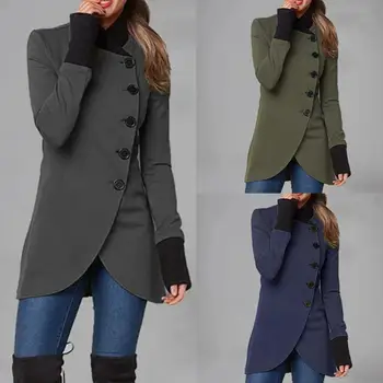 Női Kabát Kabát Szabadtéri Kabátok Állni Galléros Kabát Széldzseki Női Kabát Szabálytalan Hem Hosszú Kabát Felsőruházat Streetwear