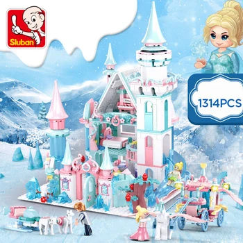 sluban Snow World Series Elsa Mágikus Jég Vár Álom Hercegnő, Királynő, Anna Modell Minifigurát építőkövei Barátok Ajándék Játék