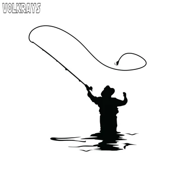Volkrays Személyiség Autó Matrica legyező Horgászat Szórakoztató Halászati Tartozékok Fényvisszaverő Vízálló Vinyl Matrica,12cm*10cm