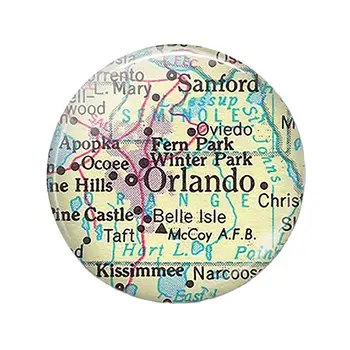 Orlando Florida Térkép 30 MM Hűtő Mágnes Sanford Utazás Térkép Üveg Búra Mágneses Hűtőszekrény Matricák Megjegyzés Jogosultja Otthoni Dekoráció