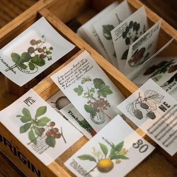 100/sok Retro Növények Gyűjteménye Papír cetlik Áttetsző Virág Memo Pad Napló Álló Pelyhek Scrapbook Díszítő V