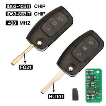 Kutery 3 gombos Kulcs nélküli Bejegyzést KÉRNI, 433 mhz-es Távirányító Autós kulcstartó Ford Focus Mondeo C Max S Max Galaxy Fiesta HU101/FO21 Penge