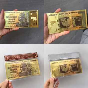 ZIMBABWE Fekete Arany Fólia 100 Billió Megemlékező Dollár Bankjegyek