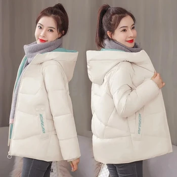 2021 Új Téli Kabát Női Pamut Rövid Kabát Kapucnis Zubbonyok Alkalmi Plus Size Vastagabb Meleg, Laza Bélelt Kabátok Női Outwear