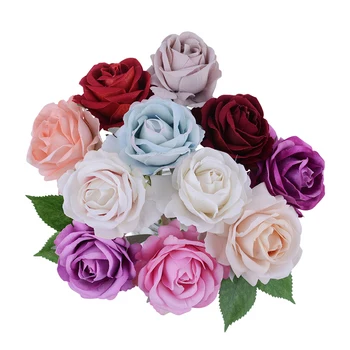 5 Db/sok Mesterséges Rózsa Virág Fejét Selyem Szövet Romantikus Esküvői Haza, Piros, Rózsaszín, Lila, Fehér Hortenzia Arch Megállapodás Koszorú