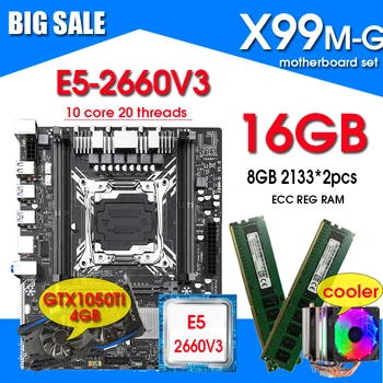 X99M-G alaplap kombók LGA2011-V3 E5 2660 V3 Processzor 2db 8GB 2133=16 gb-os memória GTX1050TI 4GB +hűtő