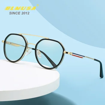 BLMUSA Új Divat Kék Fény Blokkoló Szemüveges Férfi Retro Sokszög Unisex Szemüveg Női Egyszerű, Dekoratív Optikai Szemüveg