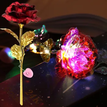 Romantikus Színes LED Tündér Rózsa Mesterséges Galaxy Rózsa Virág Lány Barátja Valentin Napi Ajándék lakberendezés Esküvő Party