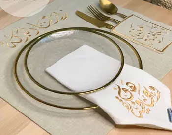 %100 Ágynemű arab Placemats, Szalvéta Szett (6) asztal dekoráció coton szalvéta Haza Konyha mat étterem dekoráció